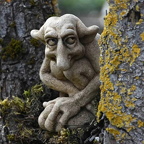 SAZDFY Gargoyle-Statue aus Kunstharz, gotische Gargoyle-Gartenfigur, sitzend mit Embrace Knees Gargoyle Ghost Sculpture Indoor Outdoor Yard Rasen Gartendekoration