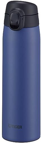Bouteille isotherme Tiger MCT-K 500 mL Self-Locking One-Push, ouverture one-push, verrouillage automatique, sans BPA, conservation froid 24h et chaud 12h, conçue au Japon, couleur bleu marine
