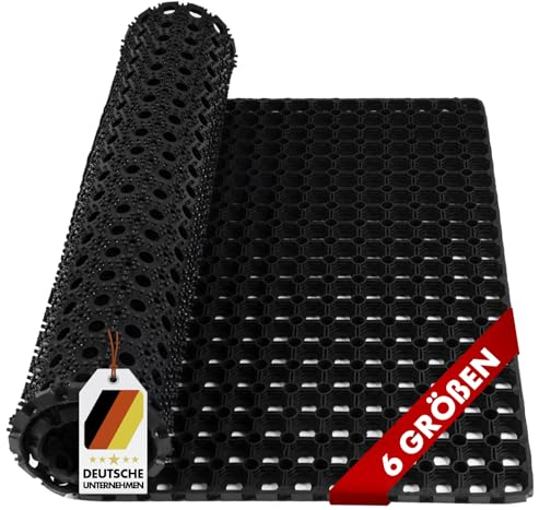 etm Profi Ringgummimatte | Gummimatte für den Eingangsbereich außen und innen | Matte mit robuster Ringgummi Struktur | Größe wählbar (80x120 cm, 23 mm)