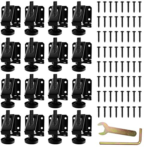 [Loschen] 16 Stück robuste verstellbare Nivellierfüße für Möbel, Sechskantmuttern, Schloss, Möbelbeine, Nivellierer, für Tische, Schränke, Werkbank, Regale und mehr