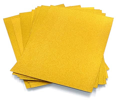 Sixstore 10 cartoncini glitterati A4 da 250 g/m², colori misti, carta glitterata, formato A4, per decorazioni fai da te (oro)