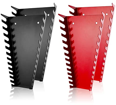 ALOANES Schraubenschlüssel-Organizer aus Metall mit 52 Schlitzen, robuster Schraubenschlüssel-Organizer für Werkzeugkasten, passend für SAE und metrische Schraubenschlüssel, 4 Stück