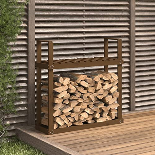 Festnight Kaminholzregal Holzstapelhilfe Unterstand Garten Pergola Honigbraun 110x35x108,5 cm Terrassenüberdachung Holz Holzunterstand Kaminholzregal Aussen Massivholz Douglasie