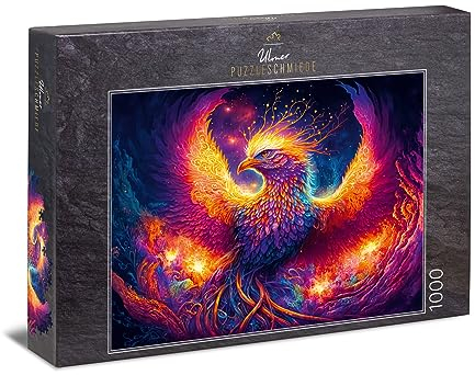 Ulmer Puzzleschmiede - 1000 Teile Puzzle Phoenix - Der mythische Vogel als effektvolles Puzzle-Motiv aus der Kollektion Farben & Fantasy - Made in Germany