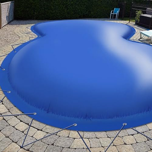 SAXONICA Aufblasbare Poolabdeckung Achtformpool 770 x 500 cm I Achtform Pool 7,7 x 5 m I blau