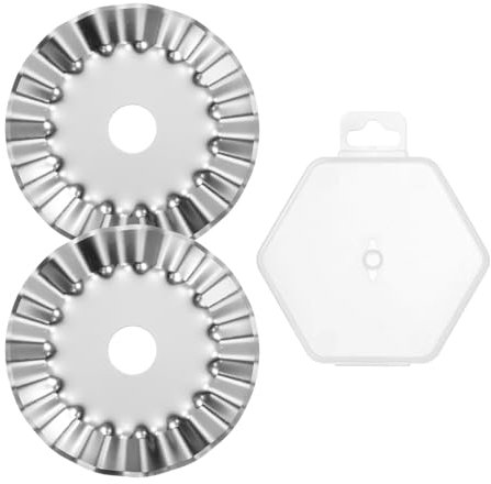 sourcing map Rollschneider-Klingen, 45 mm, mittlere Wellenklinge, SKS-7 Stahlschärfe, Ersatz-Klingen, Rollschneider-Klingen für Stoff, Nähen, Scrapbooking, Basteln, Silberfarben, 2 Stück