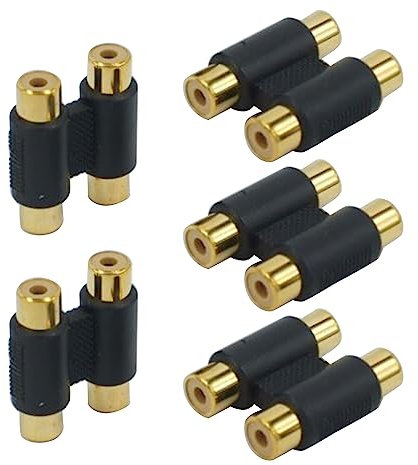 NUEAYMS Lot de 5 coupleurs RCA femelle vers femelle RCA phono double coupleur pour transmission de son clair caisson de basses, mixeur, prises RCA