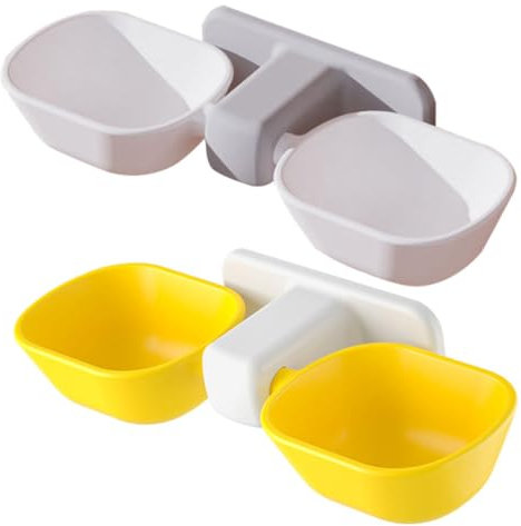 Angoily Hochwertiger Katzenfutter- Und Wasserspender Aus Kunststoff Mit Doppelnapf-Design Abnehmbar Einfach Zu Montierendes Fütterungssystem Für Haustiere