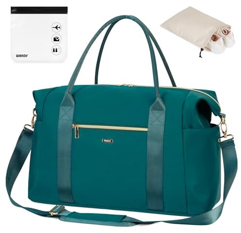 WANDF Cabin Bag 45x36x20 for Easyjet Underseat Travel, TSA Approved Quarts & Shoes Bags, Carry on Hand Luggage Weekend Bag for Women and Men (Teal 32L)