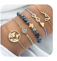 APMGONT Armband Set Damen Boho Gold, Verstellbares Schmuckarmband Set, Satz Stern und Mondarmband Set, Sterne Mond Perlen Edelstein Armband für Damen und Mädchen (A)