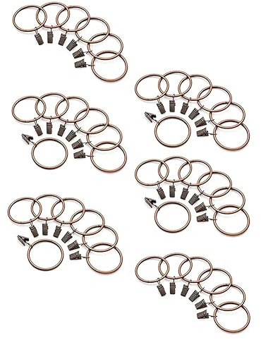 Remingtape 40 Stück Vorhangringe mit Clips, Gardinenklammern mit Ringen, Kleiderbügel, Gardinenringe, 3,8 cm Innendurchmesser, Antikes Kupfer, Langlebig, Einfache Installation