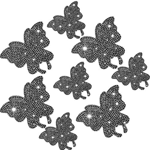 MisFun 8 Stücke Bling Strass Schmetterling Abziehbilder Kleber Schmetterling Auto Aufkleber, Funkelnd Diamant Schmetterlings Autoaufkleber, Bling Strass Kristall Auto Sticker für Fahrzeug (Schwarz)