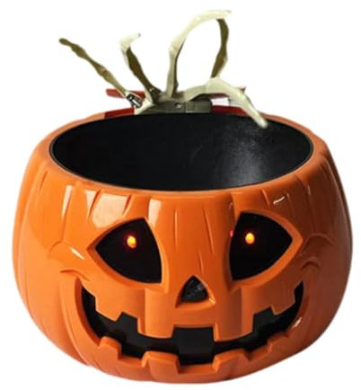 MagiDeal Halloween Candy Bowl Dish Pumpkin Lights Props Ornament Animated Halloween Bowl Halloween Electric Toy for Garden Home