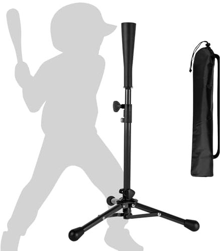 Barn basebolltröja, 20,87 till 31,29 tum slagtåg för baseboll med bärväska, bärbara stabila baseboll-tröjor för att slå, stativgarvning t-shirt för baseball övningsstativ åldrad 3-8 år (svart)