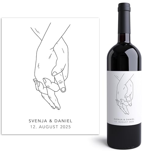 Flaschenetiketten Hochzeit personalisierte Weinetiketten selbst gestalten Wein Hochzeitsgeschenk Geschenk Weinflaschenetiketten selbstklebend 2 Stück | 10x12 cm