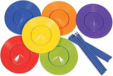shenruifa Piatti da Giocoleria in Plastica da 6 Pezzi con Set da Giocoleria con Bastoncini da 12 Pezzi per Bambini (Colorato)