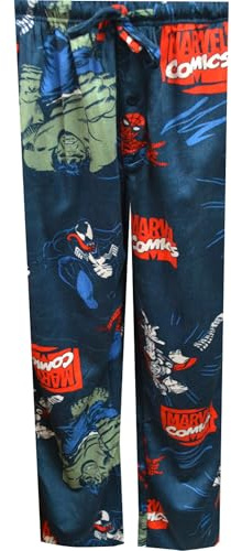 Briefly Stated Mens Marvel Comics Hulk Thor Spidey Venom Silky Fleece Lounge Pants, Blue, L