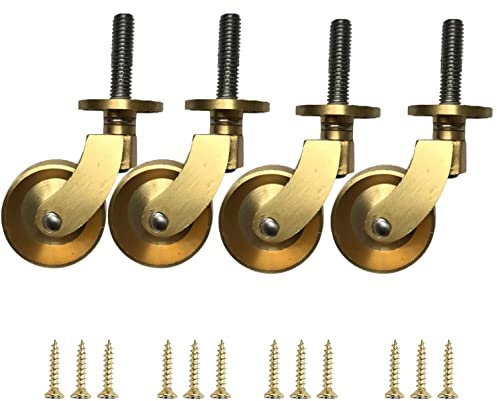 Massive Messing Lenkrollen 4er Set mit Schrauben für Schrank Sofa Couchtisch Stühle Antik Poliert Gold Möbelrollen