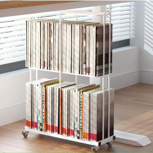 Libreria Accanto alla Scrivania, Rimovibile sotto Il Tavolo Piccola Libreria Semplice a Fessura Stretta, Ripiani for Libri con Finestra dal Pavimento al Soffitto(Blanc)