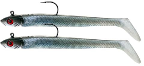 Lazy Lures – Bomb Squad Lures 12cm 20g, 2 Per Pack Durable Soft Plastic Paddle Tailed Lures With A Lead Jig Head, Realistic Eyes And Sharp Hook. Perfect For Sea And Fresh Water Fishing (Silver)