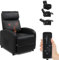 Bonnlo Chair Recliners, Recliner Chair with Massage & Heat, Oversized Recliners Armchair Lounge Sofa Adjustable Leg Rest, Side Pocket, for Home Living Room Theatre (Black PU)
