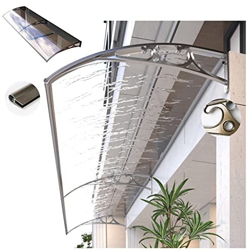 Auvent de porte extérieure en bois pour porte d'entrée de jardin, terrasse, toit d'abri solide avec planche transparente protégeant les avant-toits de villa arrière pour climatisation 80 x 120 cm