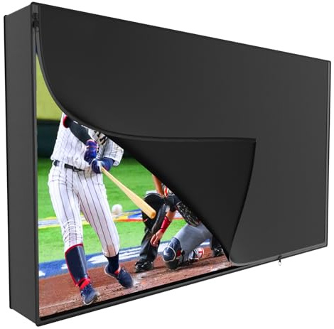 Outdoor TV Cover 60 to 65 inch, Waterproof TV Cover for Outside with Full Zipper, Heavy Duty 600D Oxford 4 Season Protectors for Outside Flat Screen Television with Mounts and Stands for 60 to 65 inch