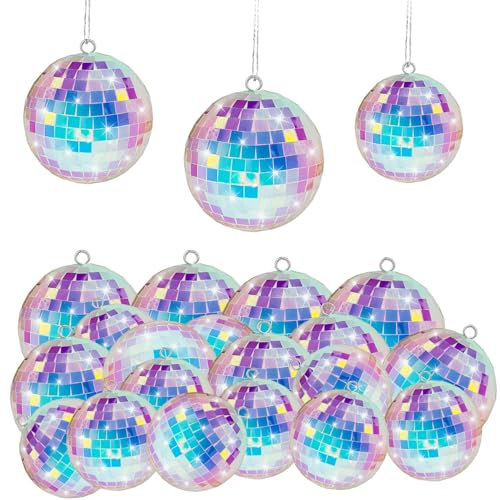 Discokugeln Set,19Pcs Spiegelkugel,Silberne Hängekugel,Klein Spiegelkugel Mini,Silberne Spiegelkugeln,Spiegelkugel Zum Aufhängen,Mirrorball,Discokugel Deko,Disco Ball für Party,Klassische Discokugel
