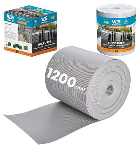 WDB - Sichtschutzstreifen für Doppelstabmatten Sichtschutz Zaun | PVC Windschutz Standard Line - 19 cm x 26 m - 1200 g/m2 - Grau - RAL 7040
