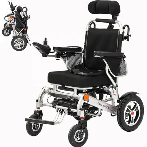 HdGLfdKfb Carrozzina elettrica per Adulti, Carrozzina reclinabile Pieghevole Leggera, Carrozzina da Viaggio con Joystick Intelligente a 360°, Scooter per disabili