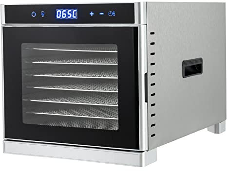 Garbenat Déshydrateur électrique 700 W en acier inoxydable 8 étages 220 V avec 8 plateaux et écran d'affichage LED pour légumes, viande, fleurs