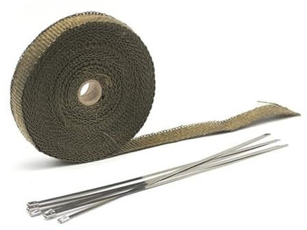 Cinta Anticalorica Para Escapes Envoltura de escape for motocicleta, escudo térmico, cinta aislante térmica, aislamiento de tubería de fibra de vidrio con bridas de acero inoxidable, 5cm * 5M/10M/15M