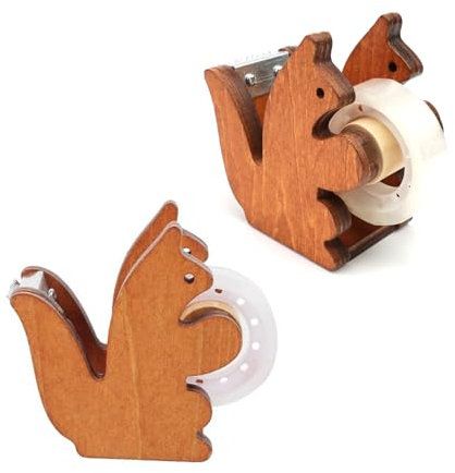 Klebebandabroller in Eichhörnchenform, MYLERCT Klebebandabroller, Klebebandabroller aus Holz für Klebebandrollen mit Einer Breite von 23 mm