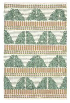 Baumwollteppich Teppich Geometric grün/beige Läufer handgefertigt 100% Baumwolle, Wohnzimmer Schlafzimmer Kinderzimmer Flur, 90 x 60 cm