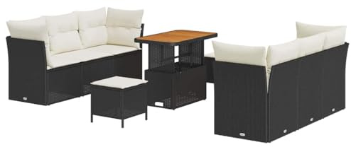 vidaXL Gartensofa-Set 9 STK. Schwarz Poly-Rattan