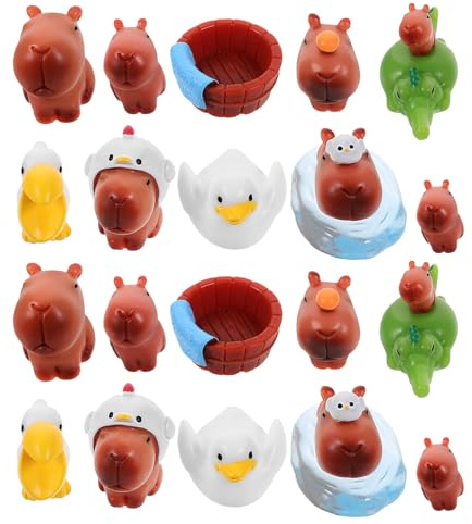 Gatuida 20 Mini-Tierfiguren aus Kunstharz – Realistische Mini-Capybara-Figuren aus Kunstharz – Miniatur-Statuen für die Tischdekoration