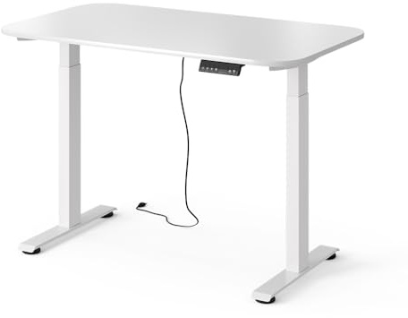 Vicco Schreibtisch höhenverstellbarer Elevate, Weiß, 120 x 70 cm | 2 Motoren, zur elektrischen Höhenanpassung für ergonomisches Arbeiten