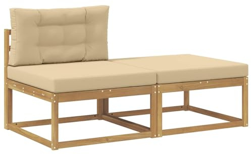 vidaXL 2 Stück Outdoor-Fußhocker Polyester Weiß, Balkon Gartenmöbel, modernes modulares Design, langlebige Entspannung, Elegante Flexibilität