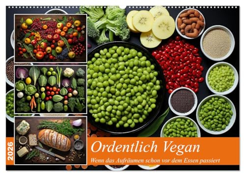 Ordentlich Vegan (Wandkalender 2026 DIN A2 quer), CALVENDO Monatskalender: Wenn das Auge die schöne Ordnung genießt (CALVENDO Lifestyle)