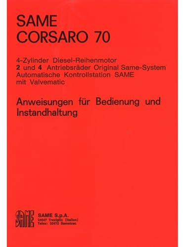 SAME CORSARO 70 4-Zylinder Diesel Reihenmotor Betriebs-/Bedienungsanleitung