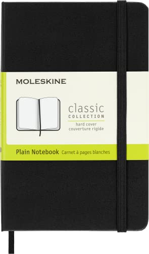 Moleskine - Klassisches Blanko Notizbuch - Hardcover mit Elastischem Verschlussband - Farbe Schwarz - Größe Pocket 9 x 14 cm - 208 Seiten