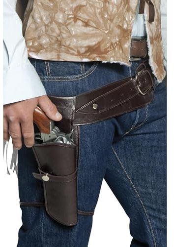 Smiffys Authentische Western Kollektion, Umherstreifender Räuber Gürtel und Holster, Einzelnes Holster