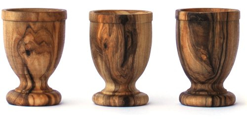 EIERBECHER-SET AUS OLIVENHOLZ von Mastro Leonardo (3 Stück) - Handarbeit aus Italien