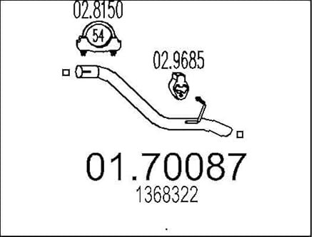 MTS 01.70087 Abgasrohr Auspuffrohr Hinten 760mm 1,2kg