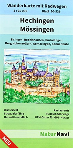 Hechingen - Mössingen: Wanderkarte mit Radwegen, Blatt 50-536, 1 : 25 000, Bisingen, Bodelshausen, Burladingen, Burg Hohenzollern, Gomaringen, ... (NaturNavi Wanderkarte mit Radwegen 1:25 000)
