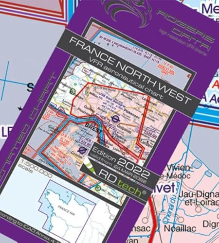 France North West ICAO VFR Luftfahrtkarte 500k: Frankreich Nord West VFR Luftfahrtkarte – ICAO Karte, Maßstab 1:500.000