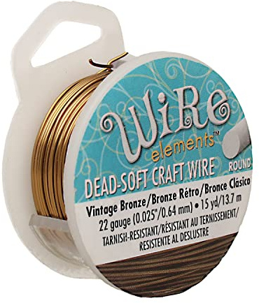 The Beadsmith Wire Elements Craft Wire – Tarnish Resistant, Soft Temper, Round, Vintage Bronze Color – 0.64mm, 22 Gauge, 15 Yard Spool – Jewelry Making, Wire Wrapping, Floral, & Other DIY Crafts…
