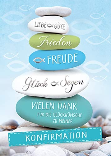 KE - Ideale 5er Set Danksagungskarten Konfirmation für Jungen & Mädchen, inkl. Umschläge, DIN C6 Format - Motiv: Farbverlauf_D