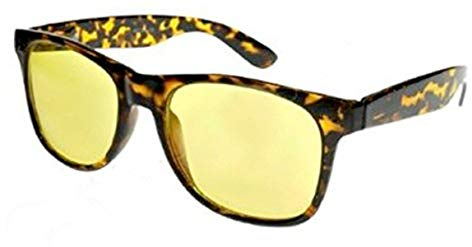 4sold Night Driving Yellow Lens Glasses, Tortoise Shell Brown Frame, Full UV400 Protection. Men, Women, Unisex (tortoise night)