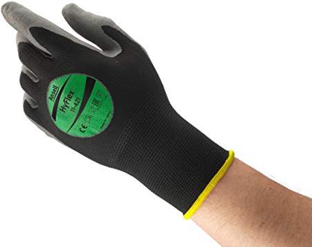 Hyflex Ansell 11-421 Arbeitshandschuhe, Mechaniker-Handschuh, Exzellente Abriebfestigkeit, Feine und Dehnbare Maschen, Silikon- und DMF-Frei, Industrie PSA, Grau, Größe XL (12 Paar)